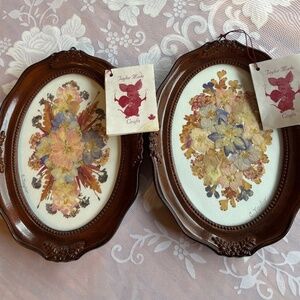 Pair of Framed Pressed Flower Creations NWT
